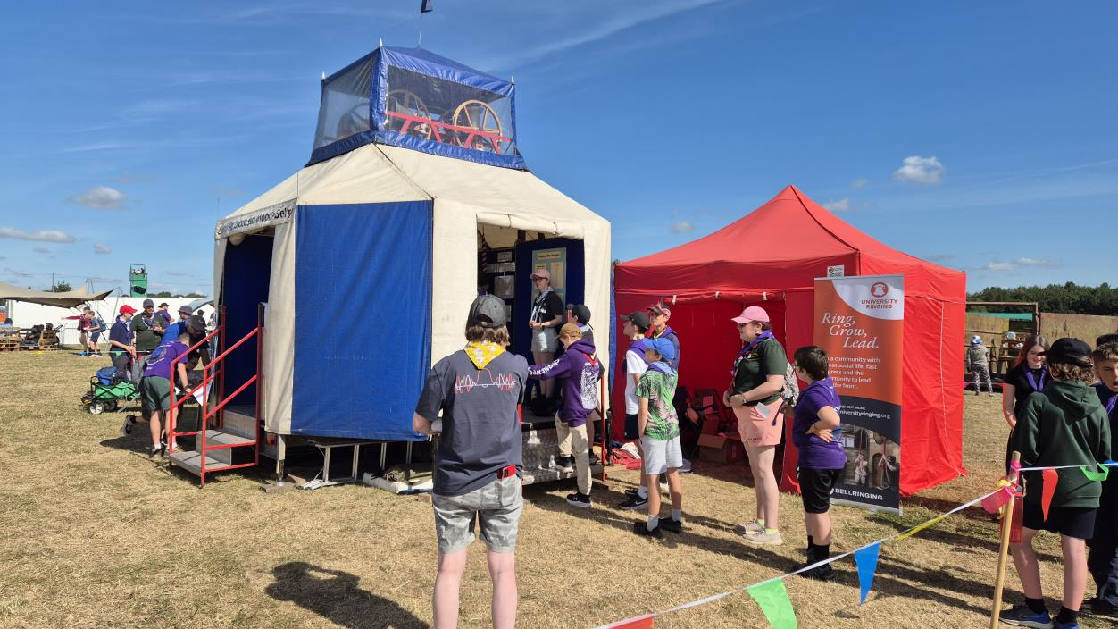 A mobile belfry at a Scout and Guide jamboree